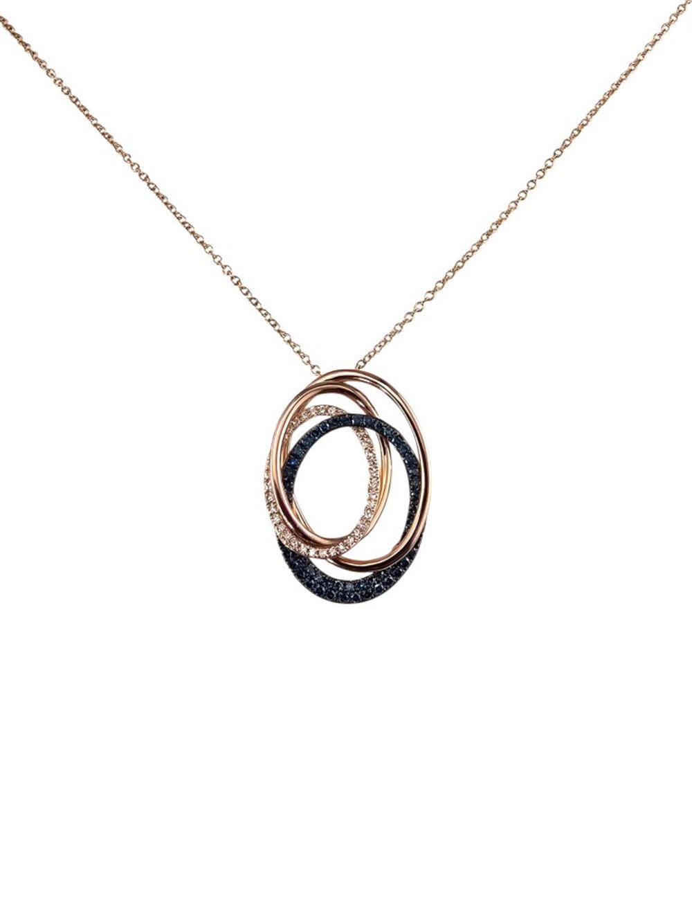 Effy Bella Bleu 14K Rose Gold Blue and White Diamond Pendant Necklace #25930